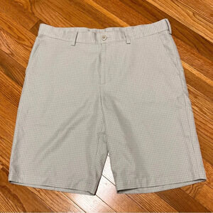 ✅IZOD Classic Men's Tan Plaid Flat Front Golf Shorts - Size 34 - EUC